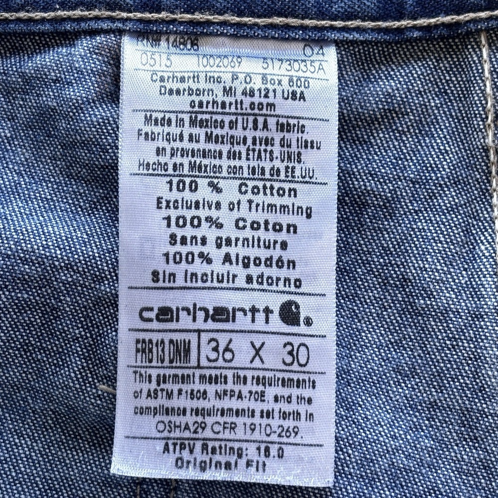 Carhartt FRB13 FR Denim Work Jeans 36x30 NFPA 2112 NFPA 70E‎ ATPV 10.0 - Picture 6 of 16